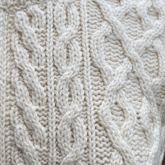 Inis Crafts Ireland 100% Wool Cable Knit Fisherman Zip Cardigan Sz M Coastal Sea - Picture 3 of 11